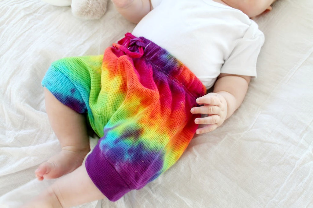 Rainbow Tie Dye Baby Waffle Shorts