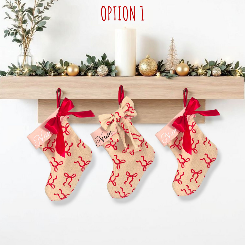 Mini Personalised | CHRISTMAS STOCKING [PINK/BOWS]