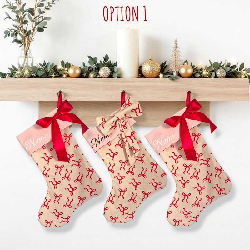 Personalised | CHRISTMAS STOCKING [BOWS/PINK]