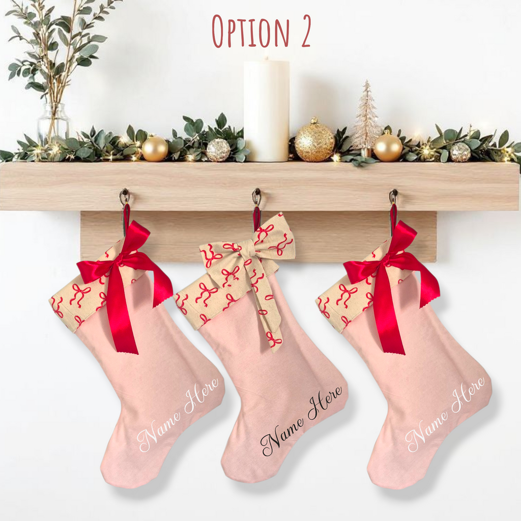 Personalised | CHRISTMAS STOCKING [BOWS/PINK]