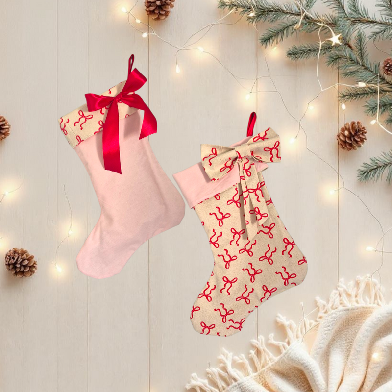 Personalised | CHRISTMAS STOCKING [BOWS/PINK]