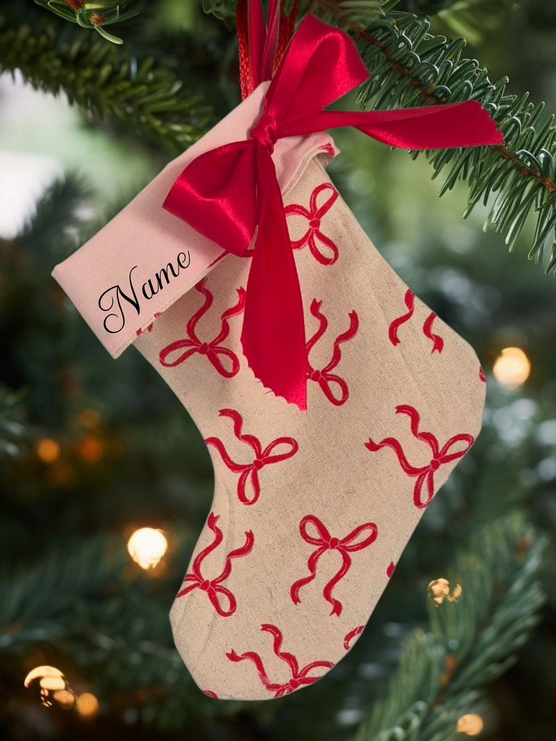 Mini Personalised | CHRISTMAS STOCKING [PINK/BOWS]