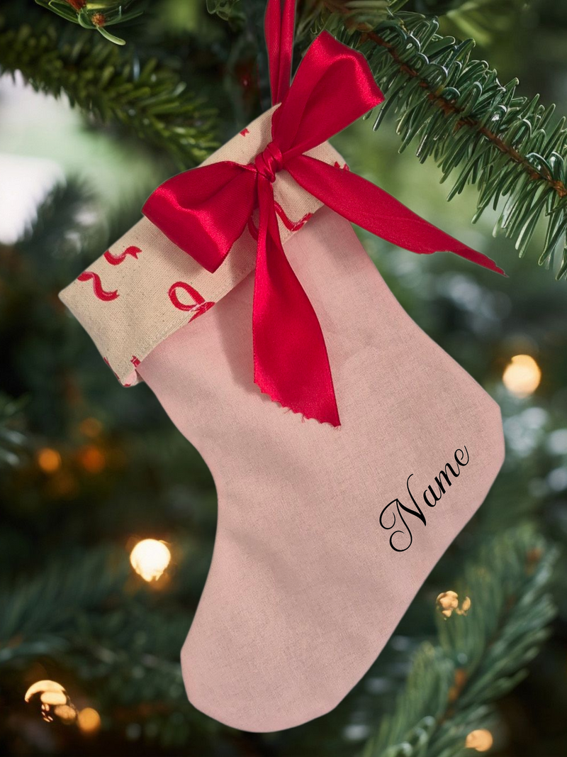 Mini Personalised | CHRISTMAS STOCKING [PINK/BOWS]