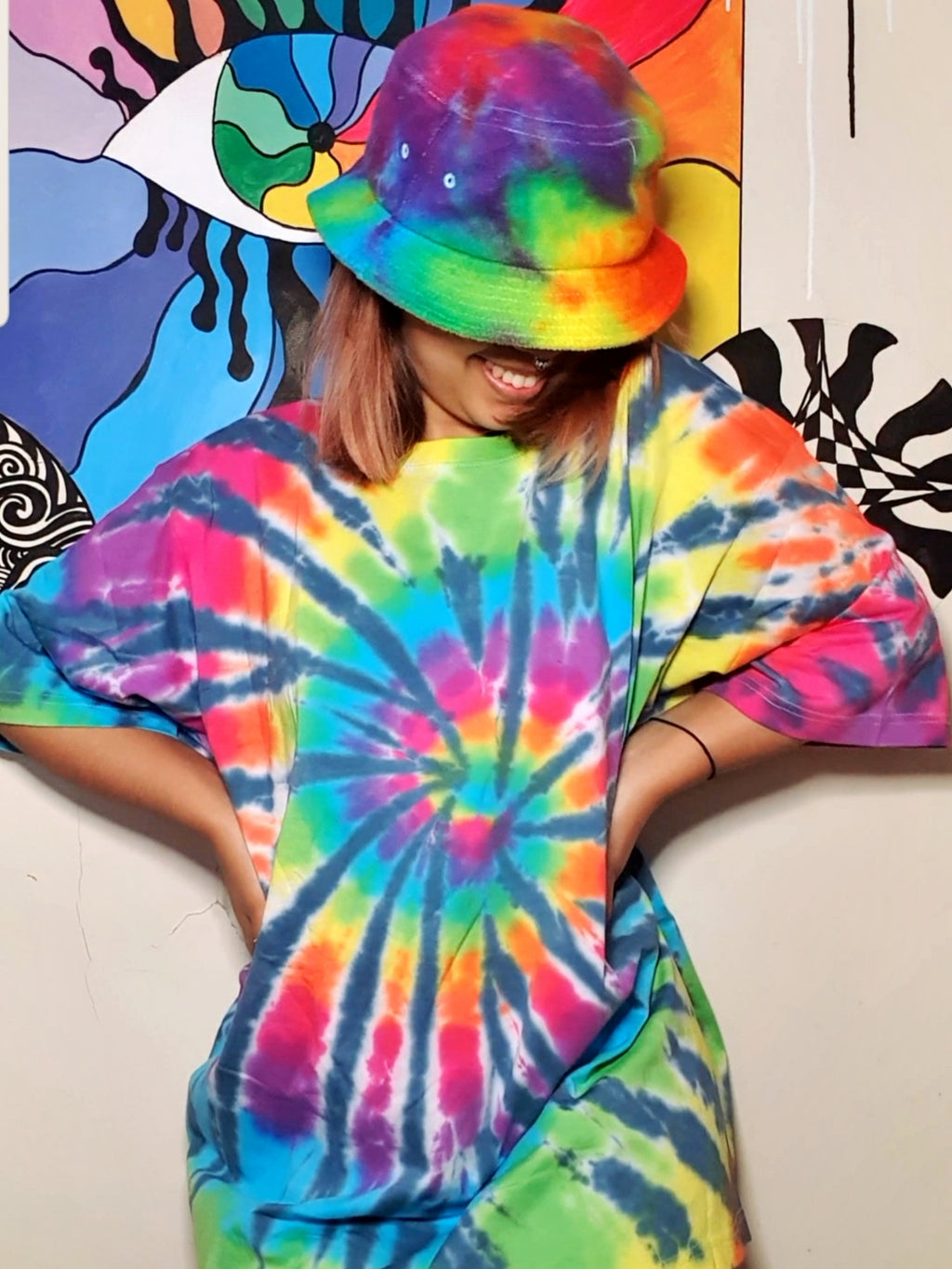 Rainbow & Black Swirl | TIE DYE T-SHIRT